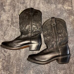 Durango Black Leather Cowboy Boots